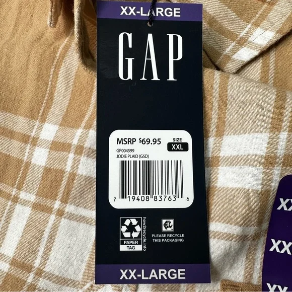 Gap Women's Soft‎ Cotton Relaxed Fit Button Up Flannel Shirt Size XXLarge -New - Picture 11 of 11
